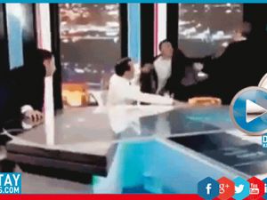 Canlı yayında tekme tokat kavga